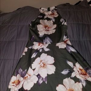 Green floral print dress